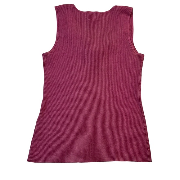 Ruby Rd Ribbed Sleeveless Tank Top, Floral Embellishments, Color Plum, Size PXL - Picture 5 of 10